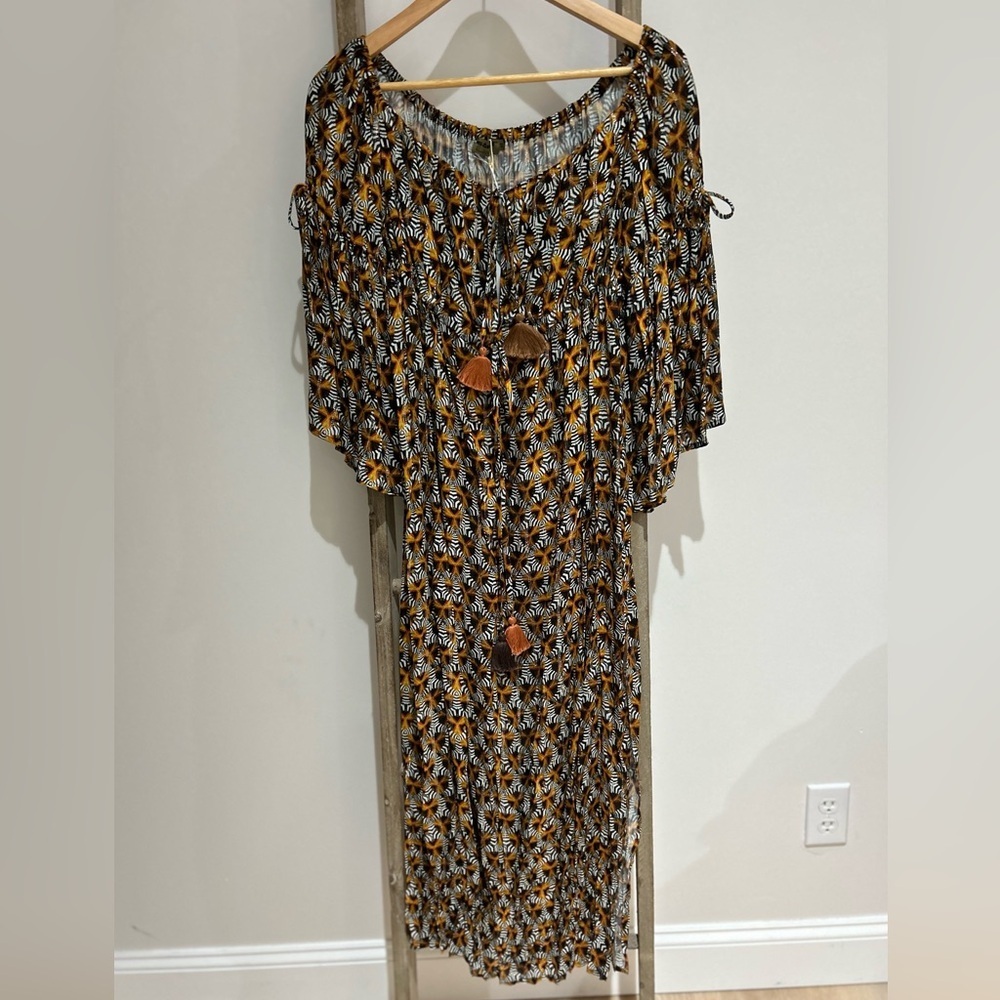 Miss Bikini Luxe Italian Animal Print Maxi Dress Boho Women’s Size Medium NWT